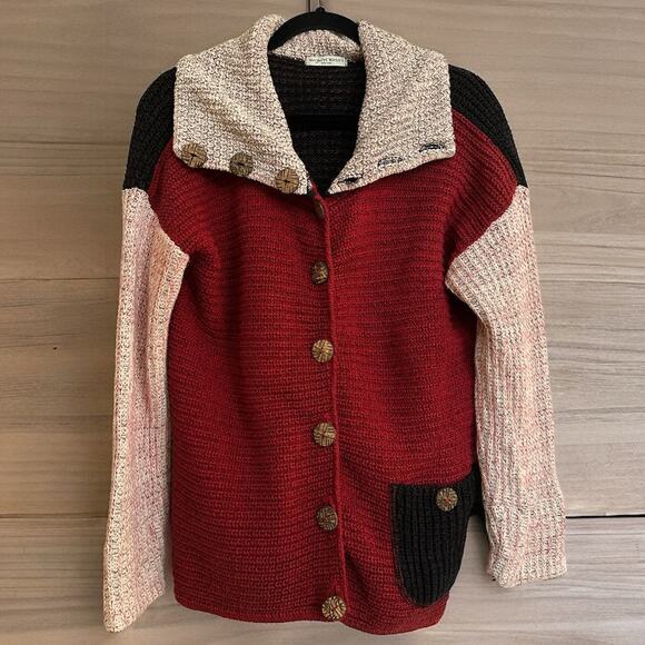 Margaret Winters New York Artistic Patchwork Cardigan Made in USA Medium - Picture 1 of 7